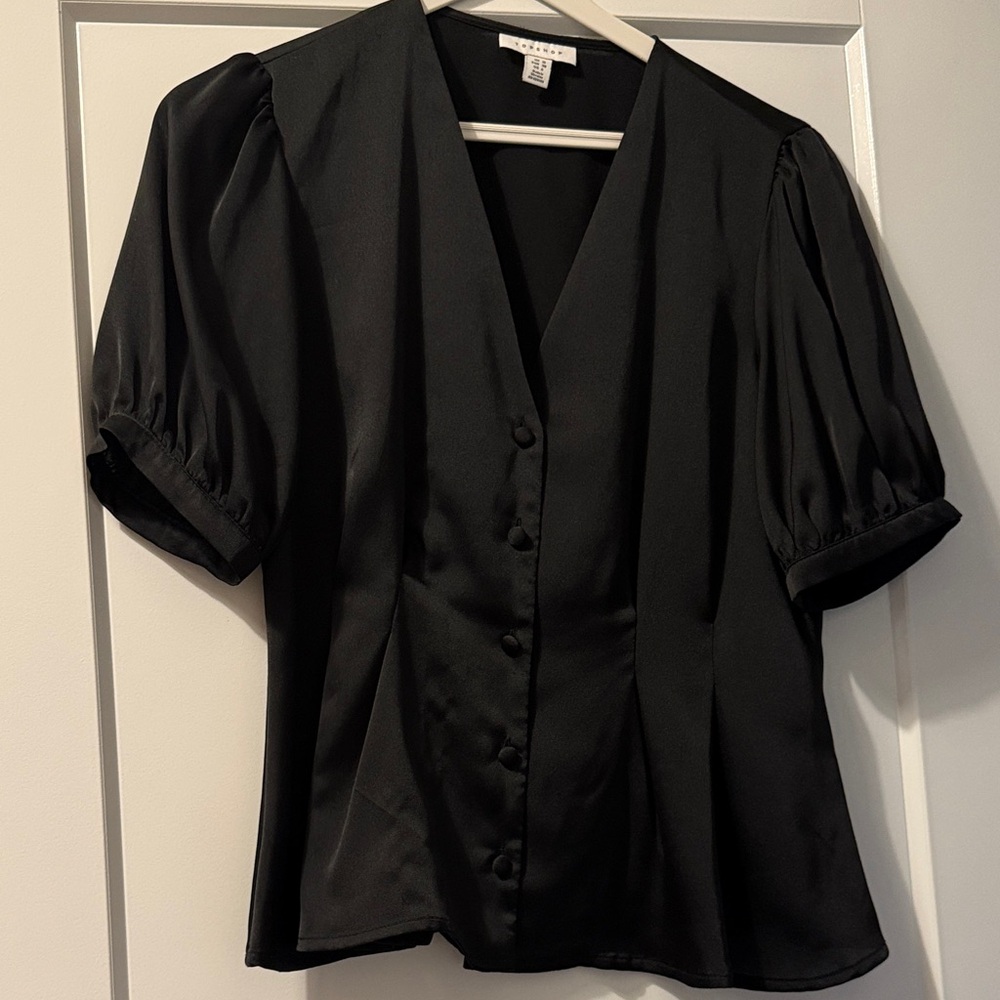Topshop Black Button-Up Blouse